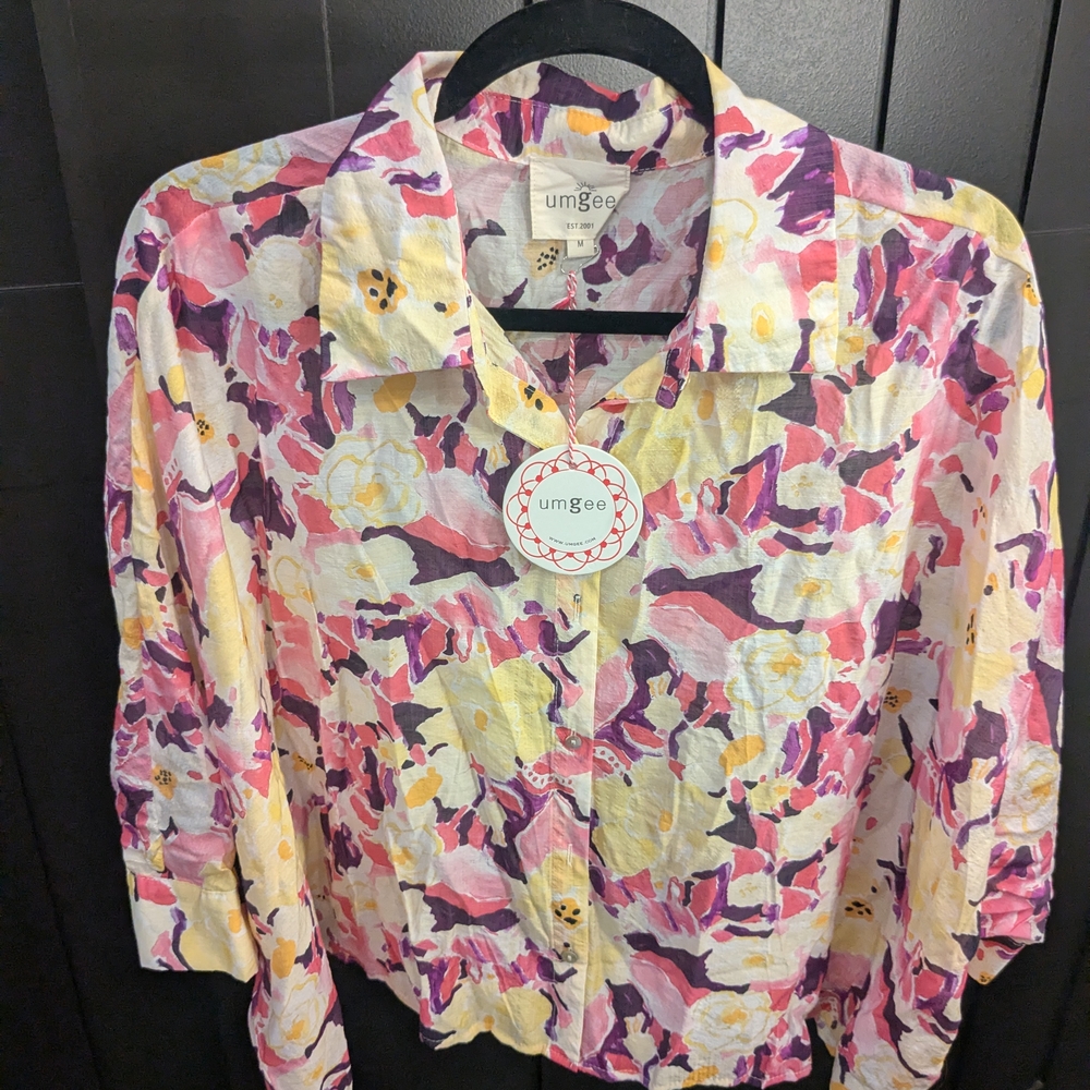Umgee Floral Button-Up Blouse